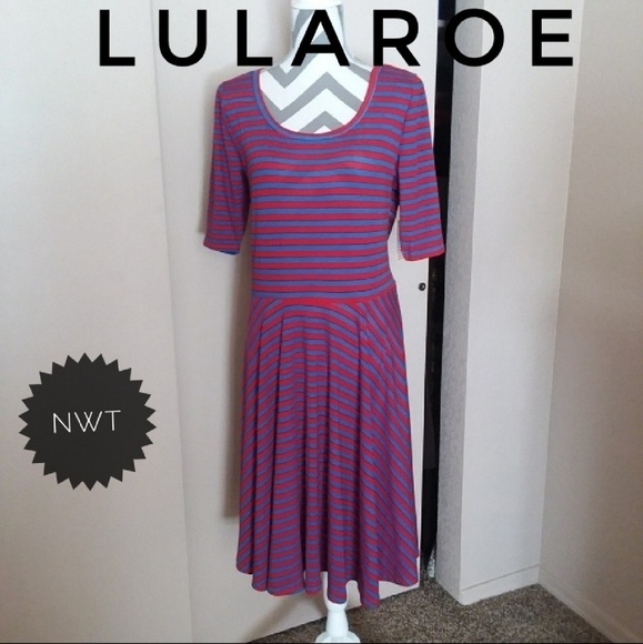LuLaRoe Dresses & Skirts - LuLaRoe Nicole Striped Pullover Midi Dress 2XL